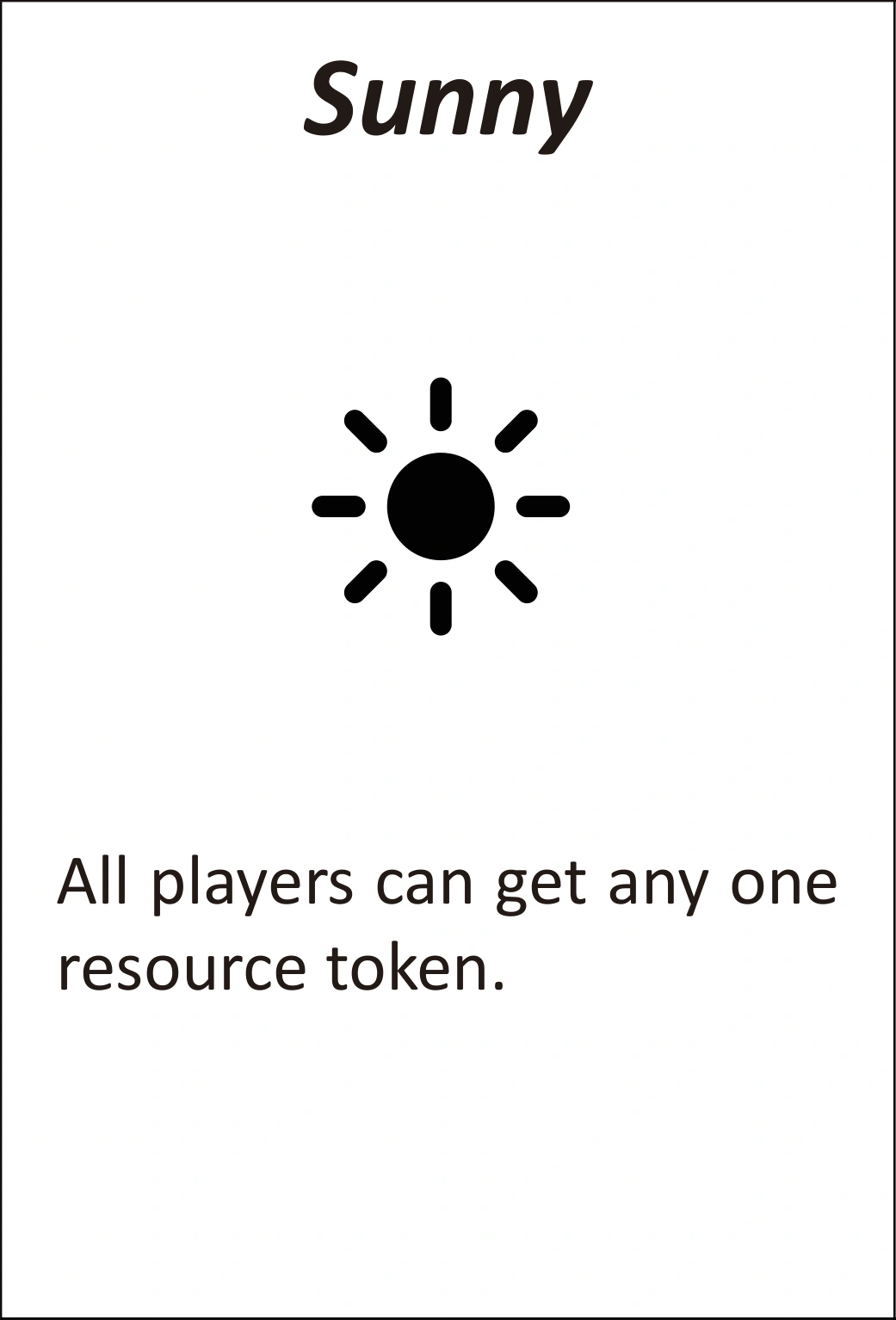 Original Sunny event card with its sun symbol and resource-token instruction